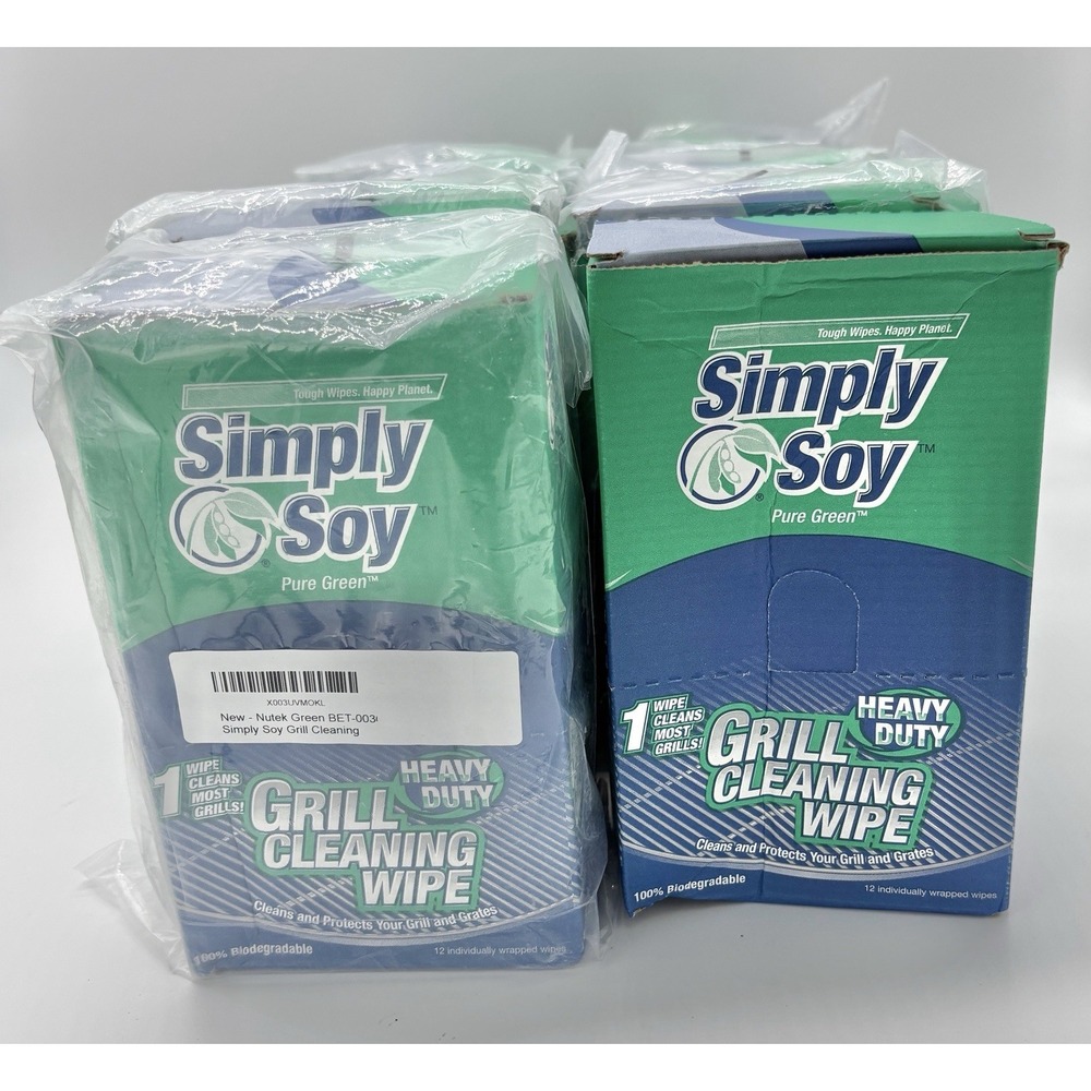 Simply Soy Grill Cleaning Wipes Heavy Duty Biodegradable Grill Grate Cleaner 12x